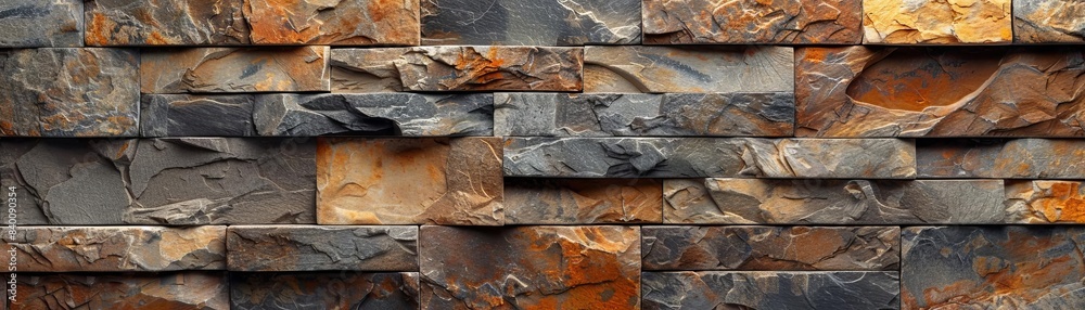 Rock stone brick tile wall aged texture detailed pattern background in yellow cream beige color Rock stone brick tile wall aged texture detailed pattern background in yellow cream beige color