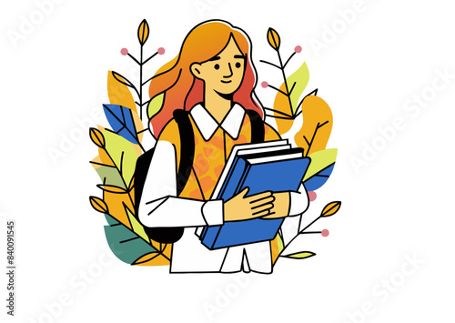 schoolgirl holding books