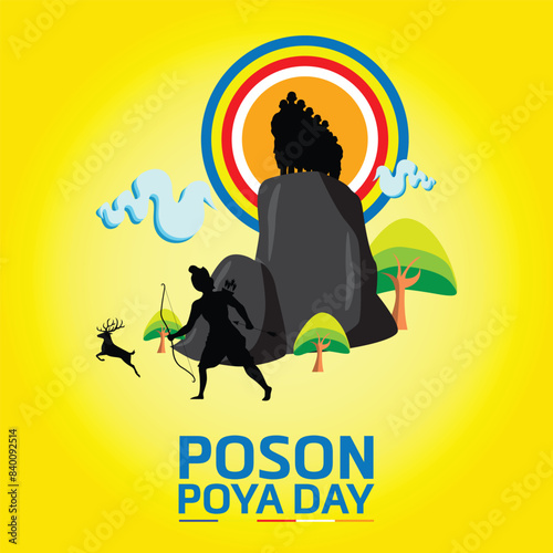 Poson Poya Day. Sri Lanka Poson Day. Mihinthale. EPS10