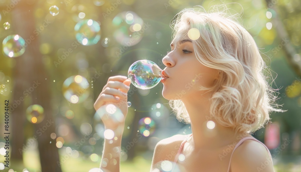 Blonde Beauty: Bubble Blowing Fun in the Summer Sun Blonde Beauty: Bubble Blowing Fun in the Summer Sun
