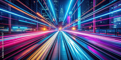 High speed effect motion blur with futuristic neon light line trails at night, high speed, motion blur, night lights, futuristic, neon lights, line trails, bright, sparkling, purple