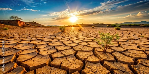 Dry, cracked soil in arid climate due to climate change, drought, arid, cracked, dry, earth, environmental, global warming, soil erosion, desertification, sustainability, ecological, barren photo