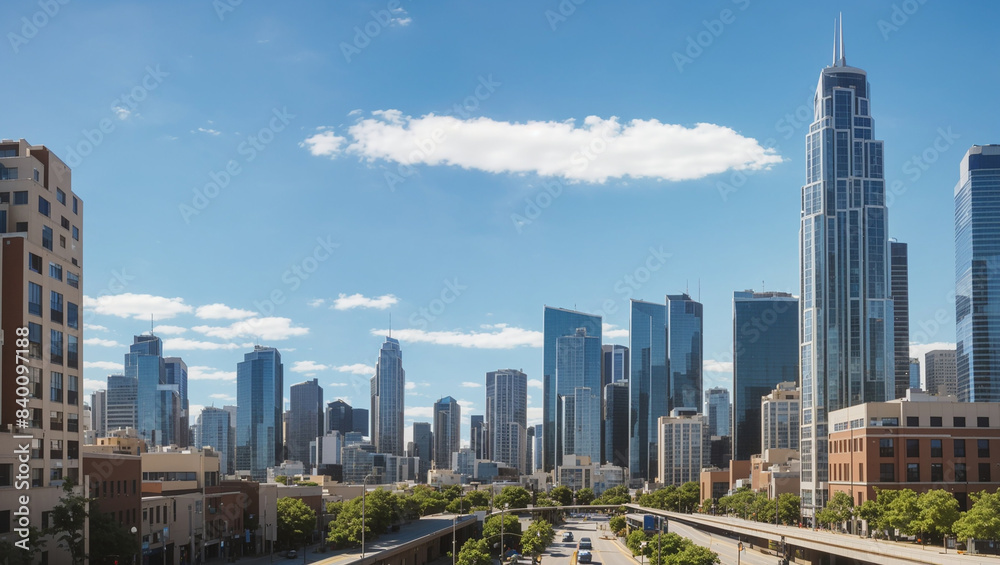 Fototapeta premium cityscape of a large American city with many skyscrapers.