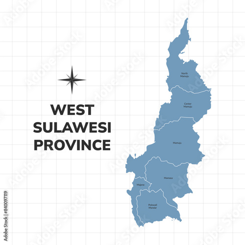 West Sulawesi Province map illustration. Map of province in Indonesia