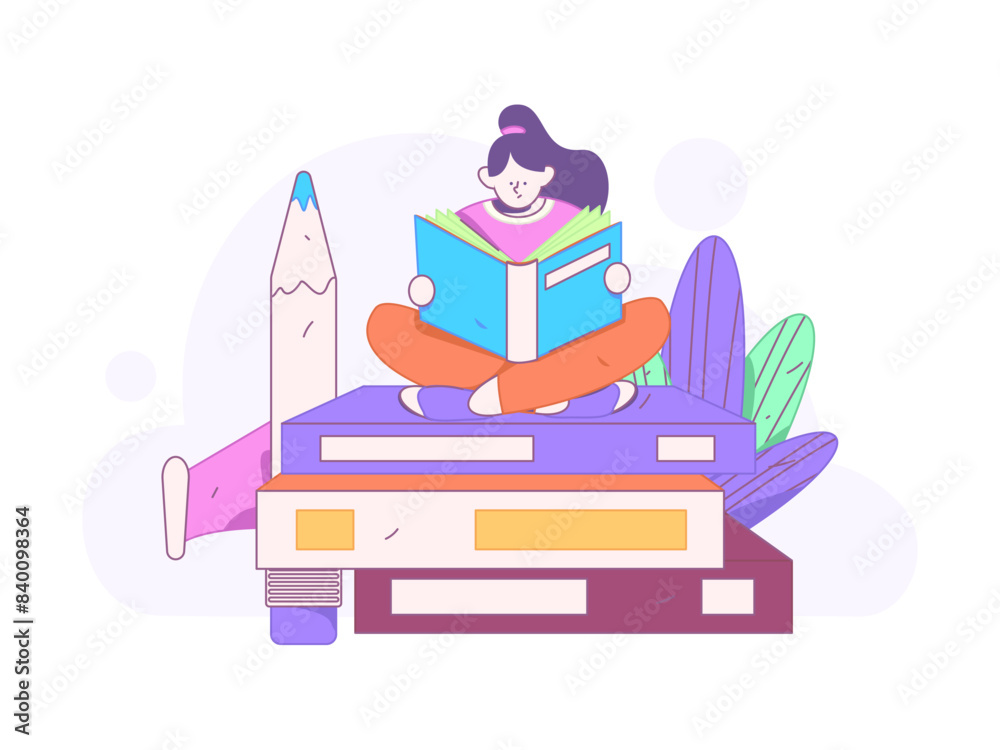 World Book Day Reading Character Flat Vector Concept Operation Hand Drawn Illustration
World Book Day Reading Character Flat Vector Concept Operation Hand Drawn Illustration