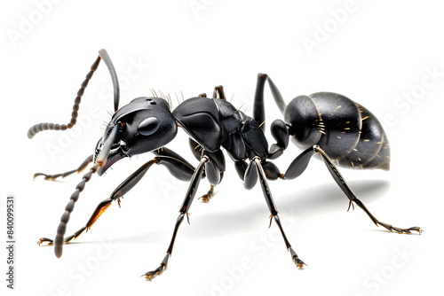 Black ant insect isolated on white background