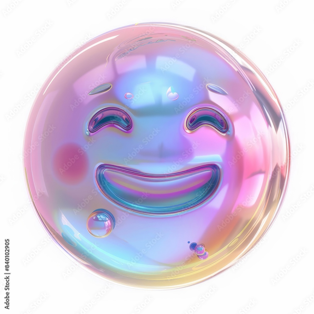 Y2K Smile Face element with pastel hologram and 3D chrome effects Y2K Smile Face element with pastel hologram and 3D chrome effects