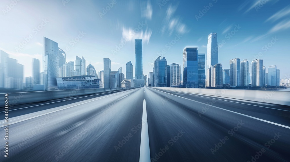 Fototapeta premium Time-lapse photography of modern futuristic cityscape and highway, lights, road, city