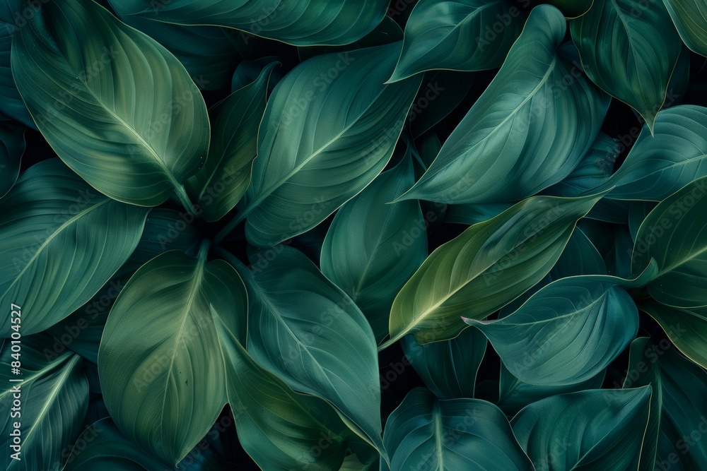Abstract dark green texture, tropical leaf of Spathiphyllum cannifolium, background from nature Abstract dark green texture, tropical leaf of Spathiphyllum cannifolium, background from nature