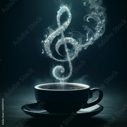 Musical Notes Formed by Coffee Smoke Art