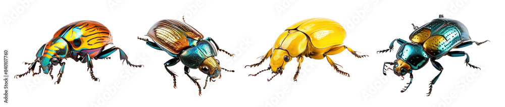 Fototapeta premium Colorful beetle animal insect set