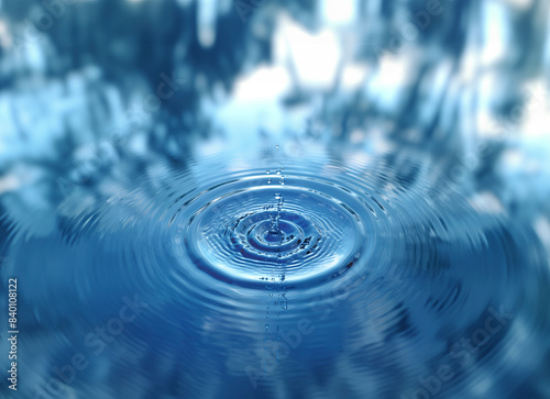 静寂の湖面に広がる水滴の波紋
