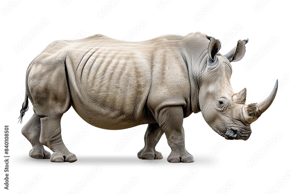 Fototapeta premium Close-Up of Rhinoceros on White Background