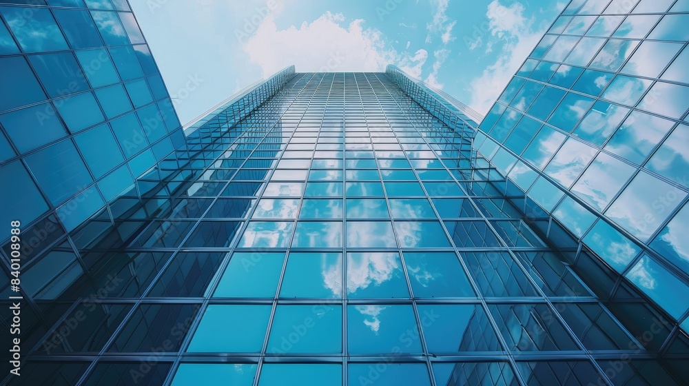 Looking up at the modern business building Looking up at the modern business building
