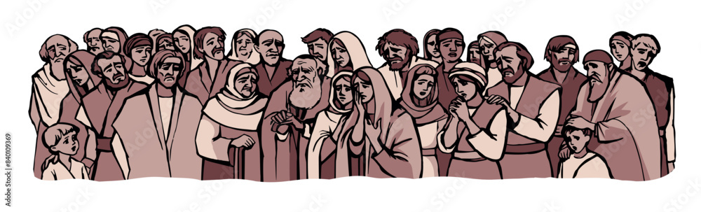 Fototapeta premium Vector drawing.Big crowd of people