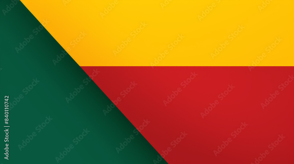 A flag with a green stripe and red and yellow stripes A flag with a green stripe and red and yellow stripes