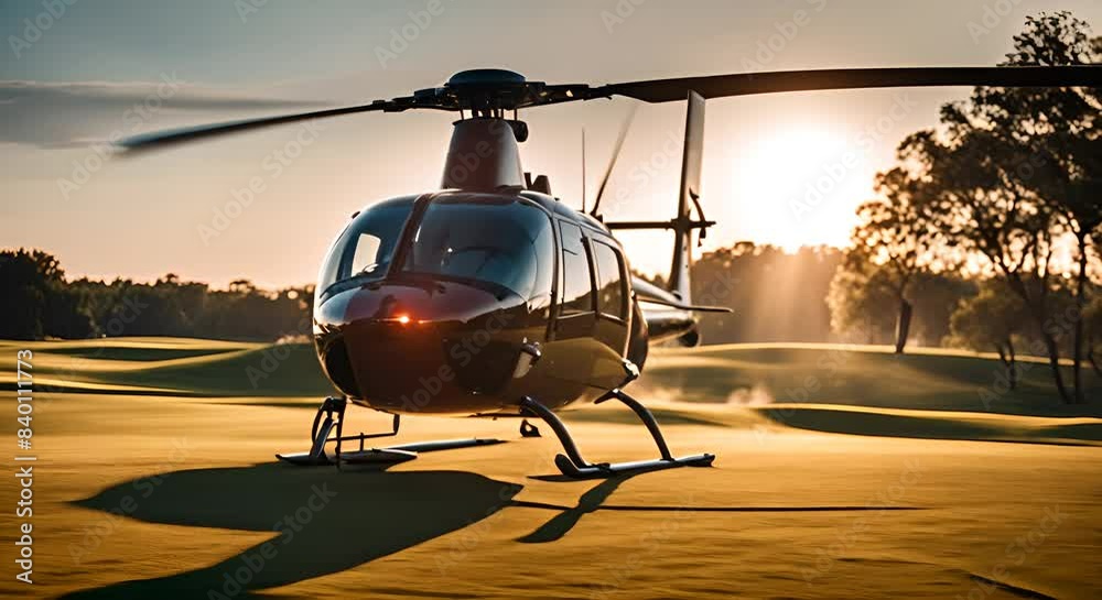 Helicopter on a golf course. Helicopter on a golf course.