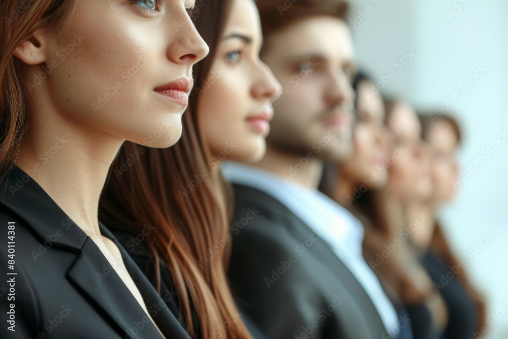 Close up. group of corporate employees standing in line. photo with copy-space Close up. group of corporate employees standing in line. photo with copy-space