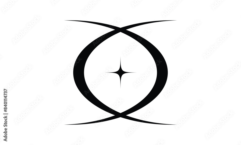 Set of Y2K border line frames with stars, labels, stickers, abstract wavy and circle elements.	