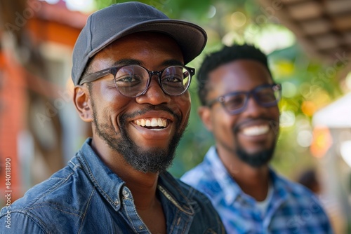 Two men in cap and glasses, one smiling © Sandu