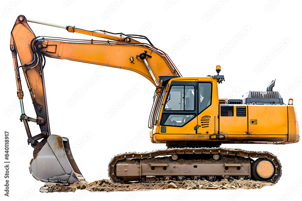 Obraz premium Yellow Excavator construction isolated on white background