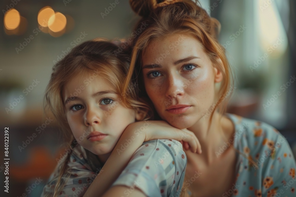 Woman child sitting together