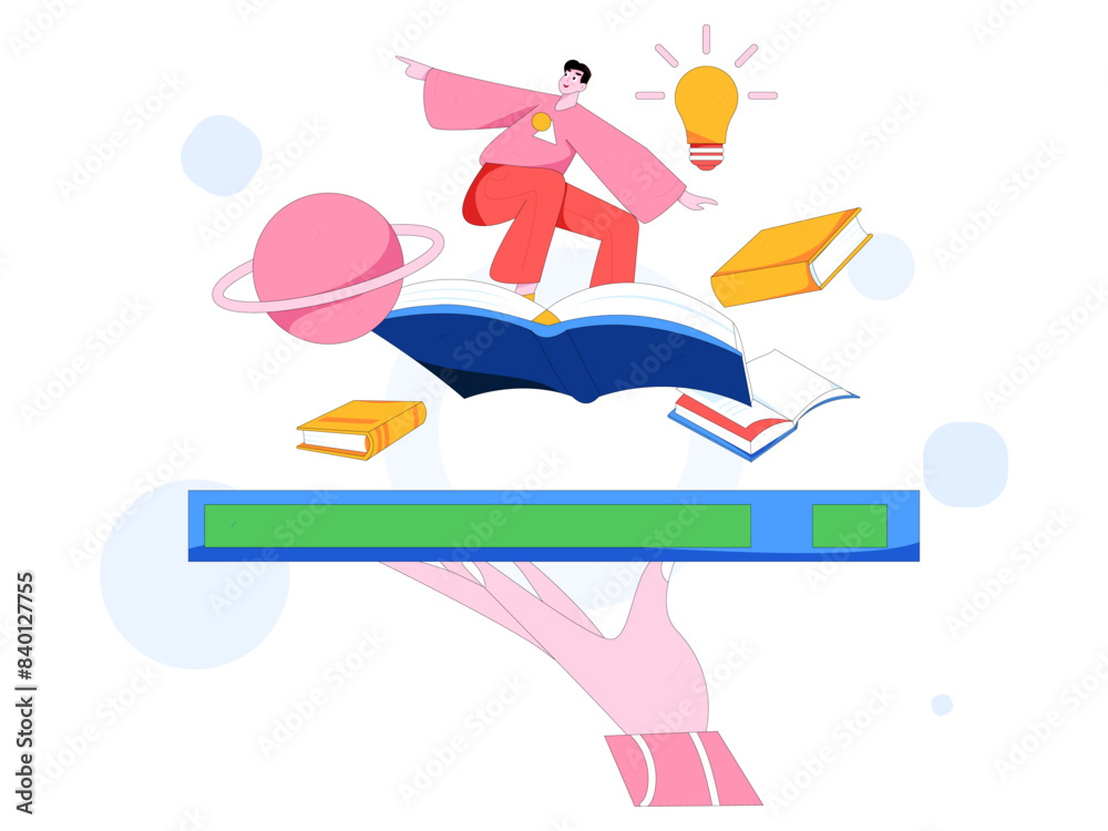 World Book Day Reading Character Flat Vector Concept Operation Hand Drawn Illustration
World Book Day Reading Character Flat Vector Concept Operation Hand Drawn Illustration