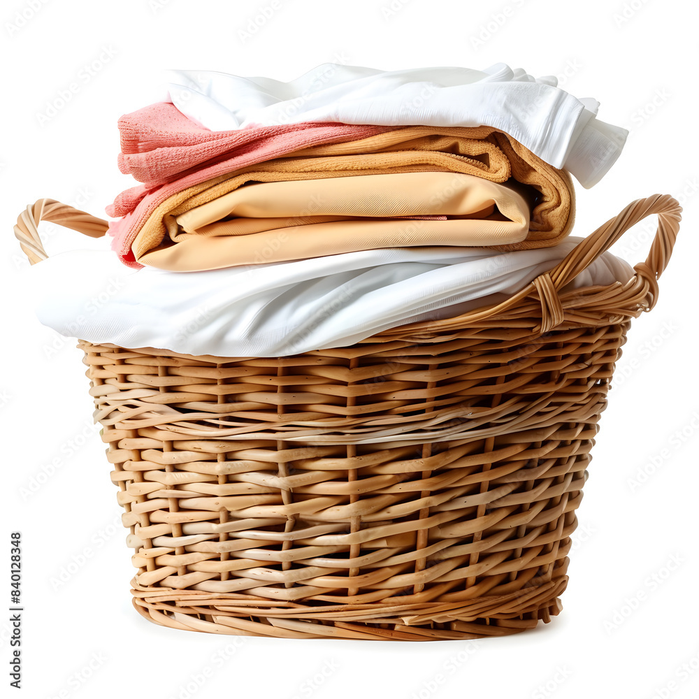 Obraz premium Laundry basket laundry folded isolated on white background