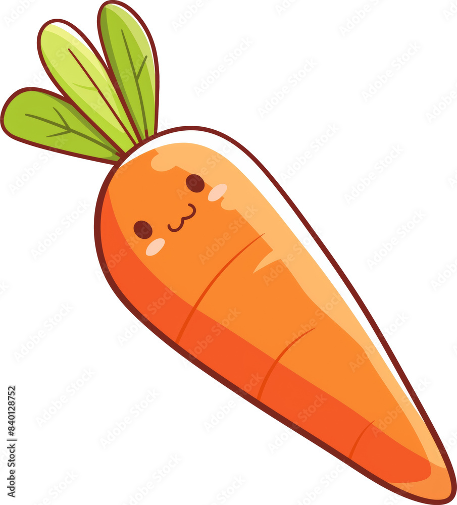 Adorable cartoon carrot with green leaves isolated on transparent background. Adorable cartoon carrot with green leaves isolated on transparent background.