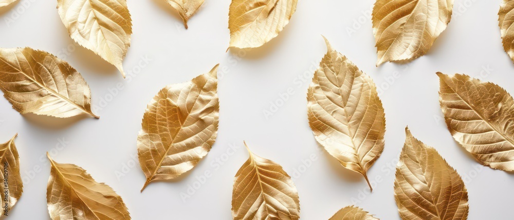 golden leaves on white background golden leaves on white background