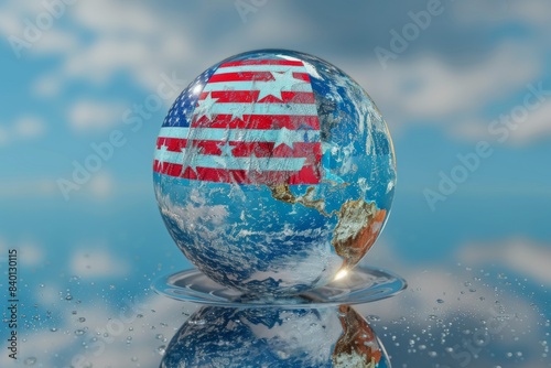 Globe with flag