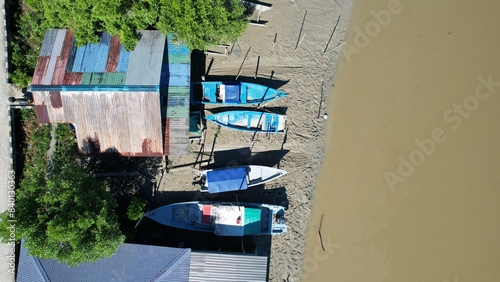 Aerial View of A traditional fishing village at Kuching, Sarawak, Malaysia photo