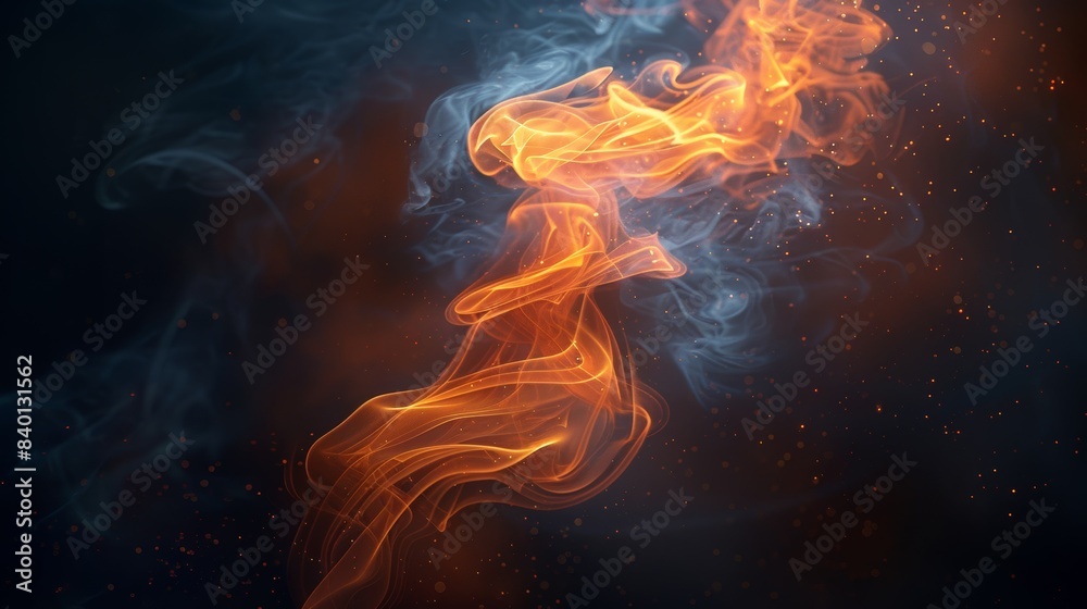 Fototapeta premium Abstract Flame Essence - Ethereal Fire Dance. An artistic rendering of flame as a fluid, graceful form, evoking the dance of fire in an ethereal and almost mystical way.