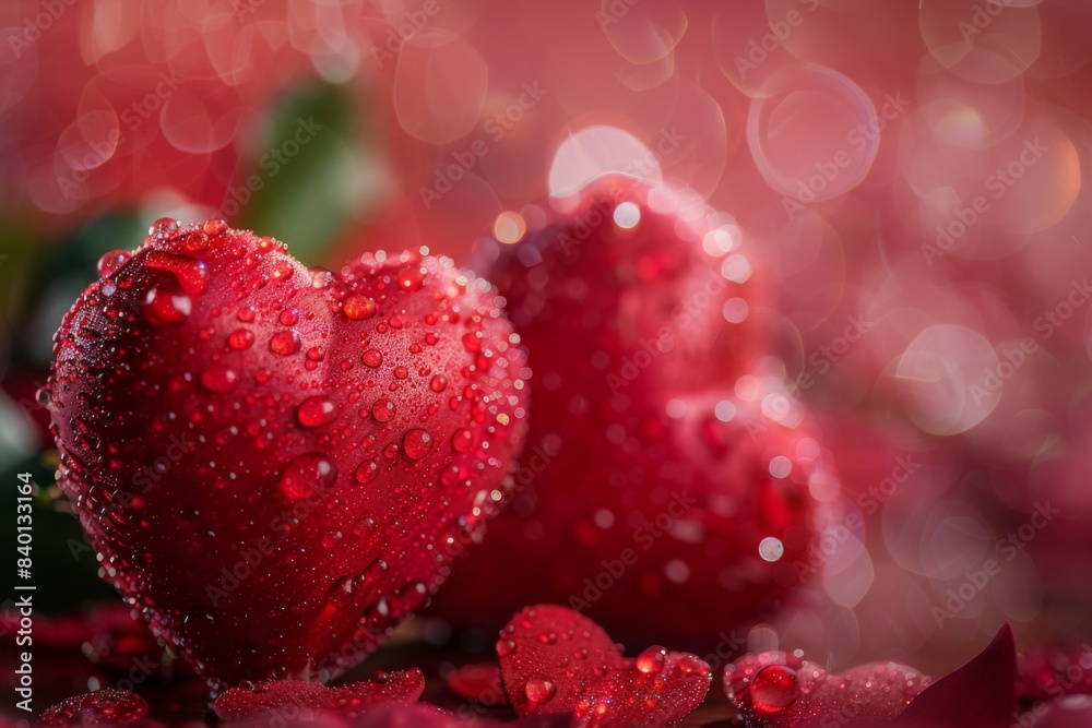 Two red hearts water droplets Two red hearts water droplets