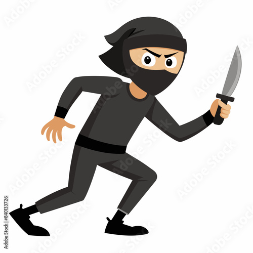 hief with knife on white background.