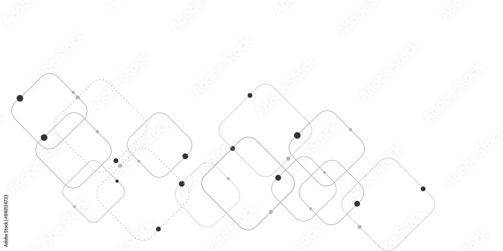 Obraz premium Vector background abstract technology communication data Science. Grey graphic background dots with connections technologies and sharing data as abstract concept.
