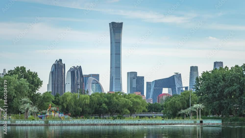 Time-lapse scenery of China World Trade Center CBD buildings in Beijing, China Time-lapse scenery of China World Trade Center CBD buildings in Beijing, China
