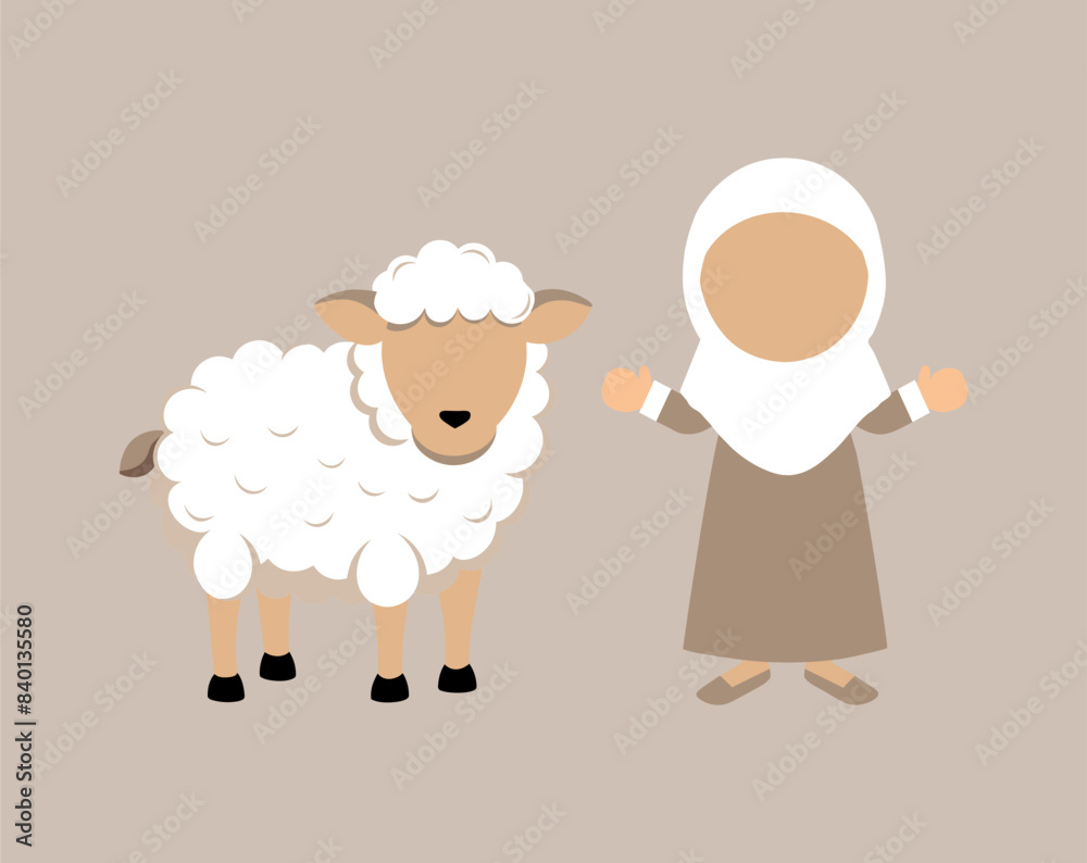Eid Al Adha festival. Eid Adha clipart with sacrificial sheep in isolated background. Eid Mubarak theme. Eid al Adha graphic clipart element decoration. Eid Al Adha festival. Eid Adha clipart with sacrificial sheep in isolated background. Eid Mubarak theme. Eid al Adha graphic clipart element decoration.