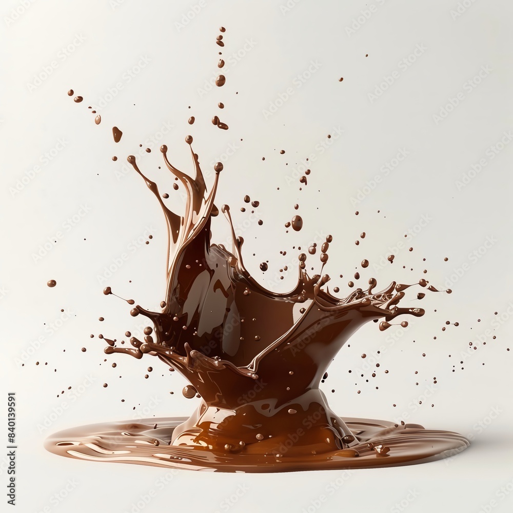 Dynamic capture of a splash of liquid coffee against a white background, showcasing motion and texture in mid-air. Dynamic capture of a splash of liquid coffee against a white background, showcasing motion and texture in mid-air.