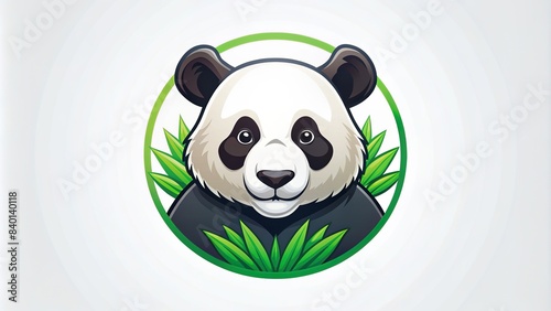 Lovely Panda in logo style for stock photo, panda, adorable, cute, mascot, black and white, wildlife, endangered, bamboo, gentle, nature,logo, generative ai, art, graphic design,animal, furry photo