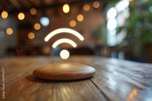 Close wireless mouse wooden table © Sandu