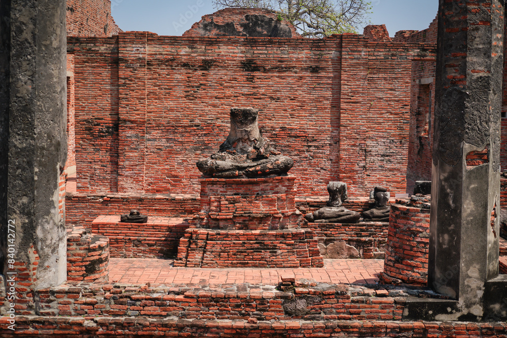 the ruin buddha statue in the ancient temple in thailand the ruin buddha statue in the ancient temple in thailand
