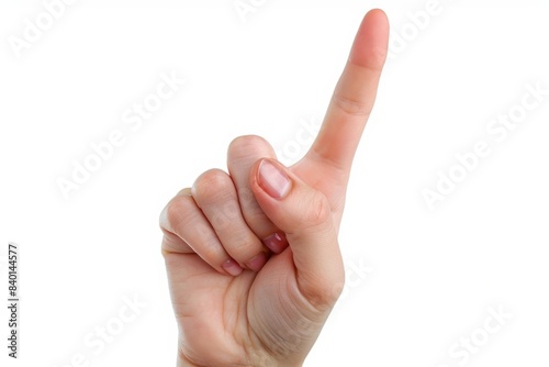 Person gesturing with fingers on white background
