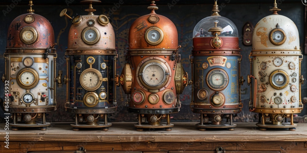 Steampunk master chefs piloting whimsical kitchen automata that breathe life into dishes through arcane culinary alchemy Steampunk master chefs piloting whimsical kitchen automata that breathe life into dishes through arcane culinary alchemy