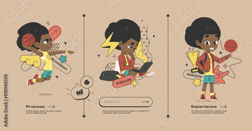 Cartoon Cute School Boy for Web Design