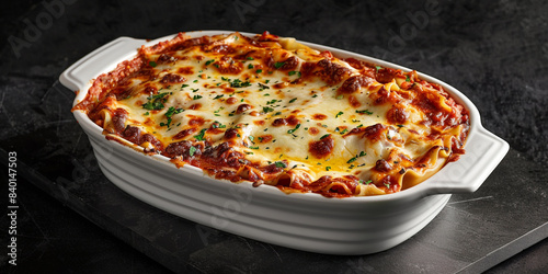 Homemade lasagne in baking pan