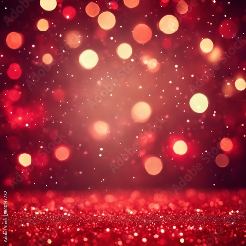Christmas background, red glitter bokeh