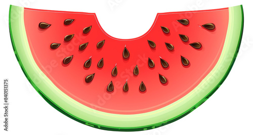 A juicy slice of watermelon with black seeds. Perfect for summer, thirst quenching, and healthy.