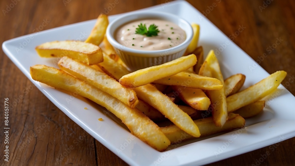 French fries in a bowl with a dip French fries in a bowl with a dip