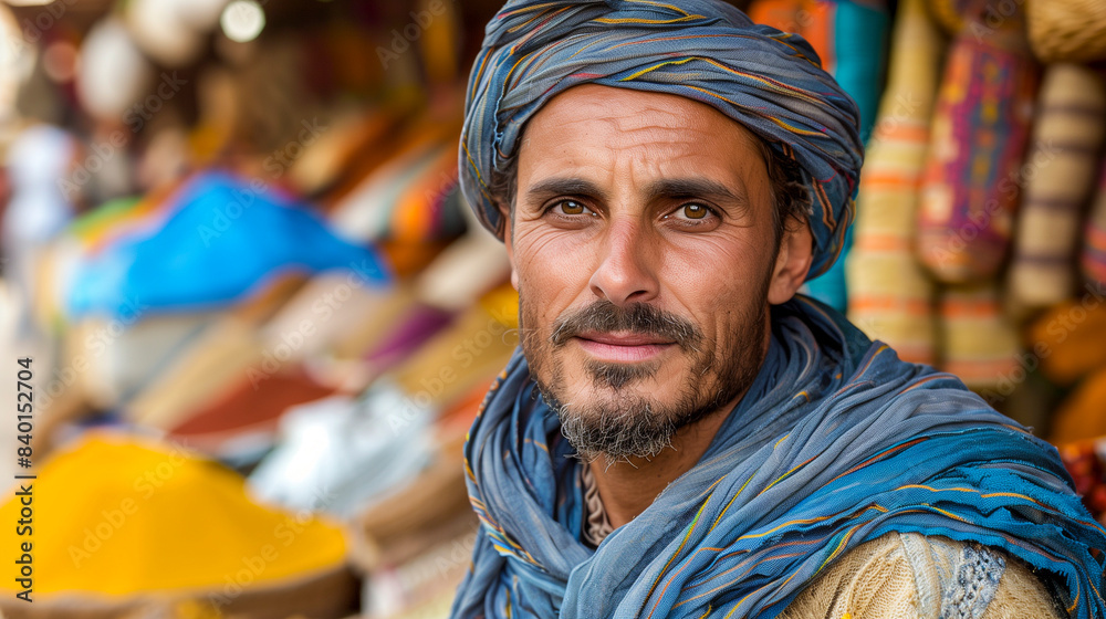 Middle Eastern man with a well-groomed beard and traditional keffiyeh Middle Eastern man with a well-groomed beard and traditional keffiyeh